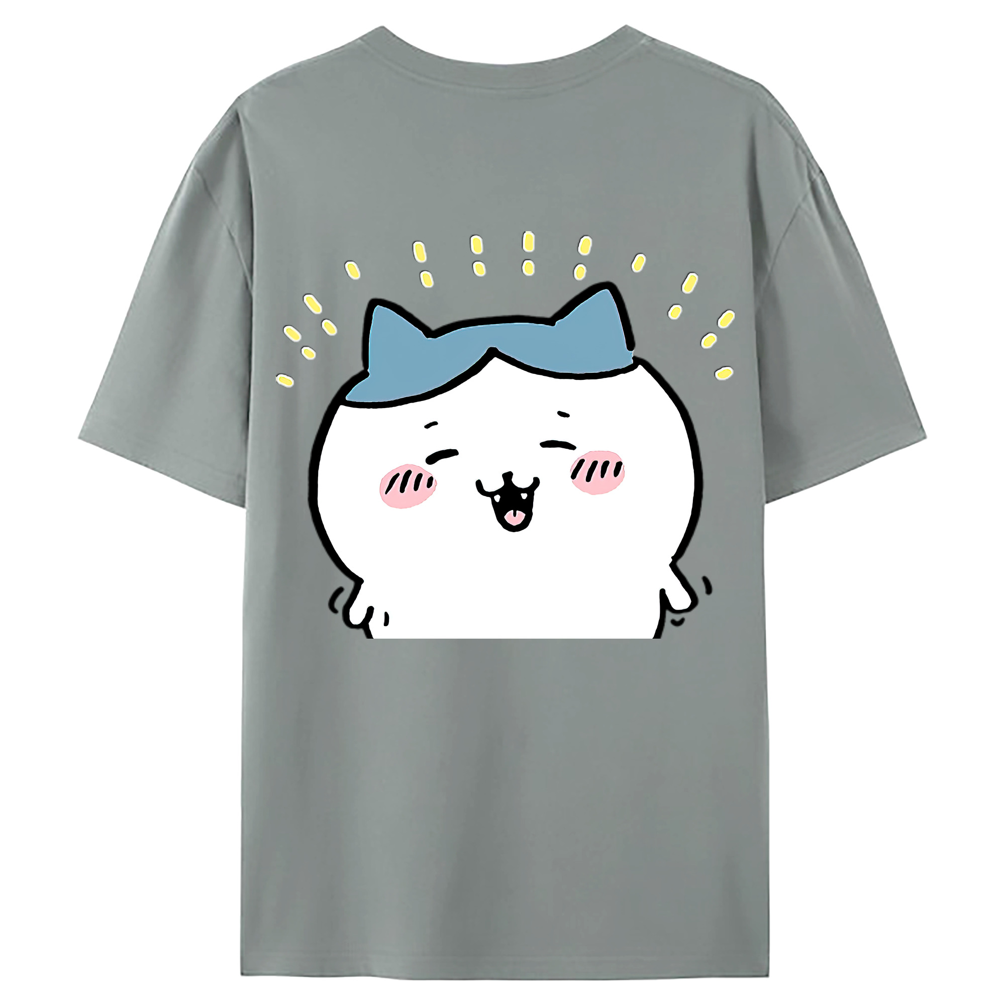 （画像用） ちいかわ ハチワレ Chii-kawa hachiware 綿100％ メンズ半袖Tシャツ（バックプリント） 通気性